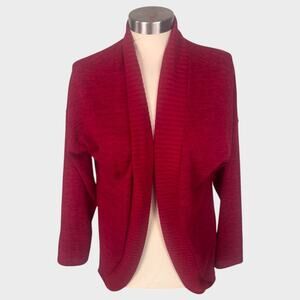 Chris & Carol Large Solid Red Open Cardigan Sweater Polyester Blend NEW NWT